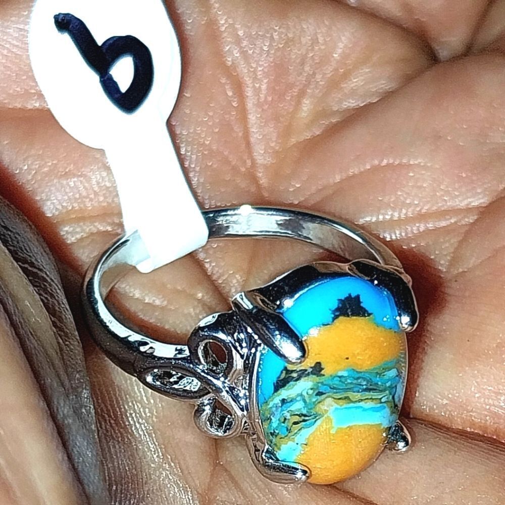 Vintage natural stone ring for women sz 9